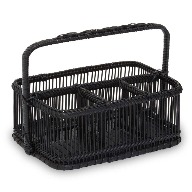 premier housewares Rustc Black Rattan And Bamboo Caddy