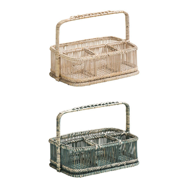 Premier Housewares Rustic Grey Washed Rectangular Caddy Basket