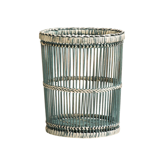 premier housewares Rustic Rattan/Bamboo Grey Washed Waste Bin