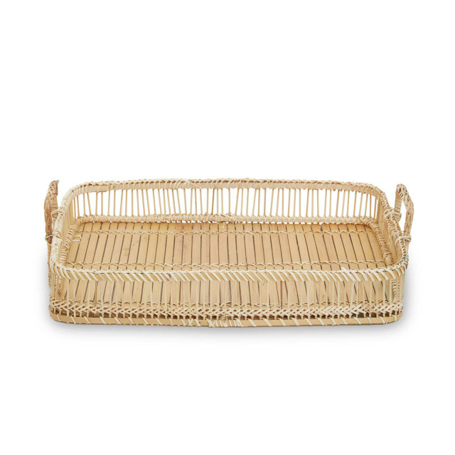 Premier Housewares Rustic Rattan/Bamboo Natural Rectangular Tray