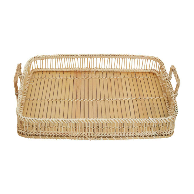 Premier Housewares Rustic Rattan/Bamboo Natural Rectangular Tray