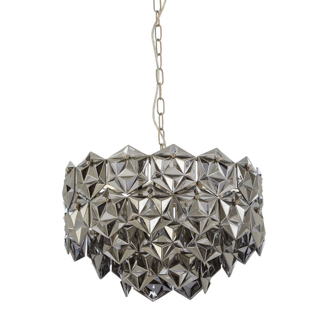 Premier Housewares Rydello Smoked Grey Glass Chandelier
