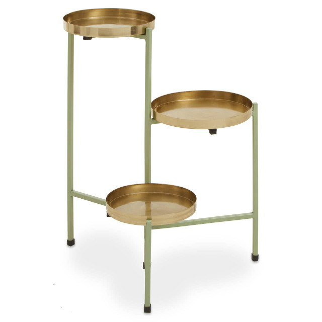 premier housewares Sabia Green And Gold Three Tiered Plant Stand