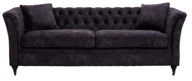 premier housewares Sabrina Three Seat Grey Velvet Sofa