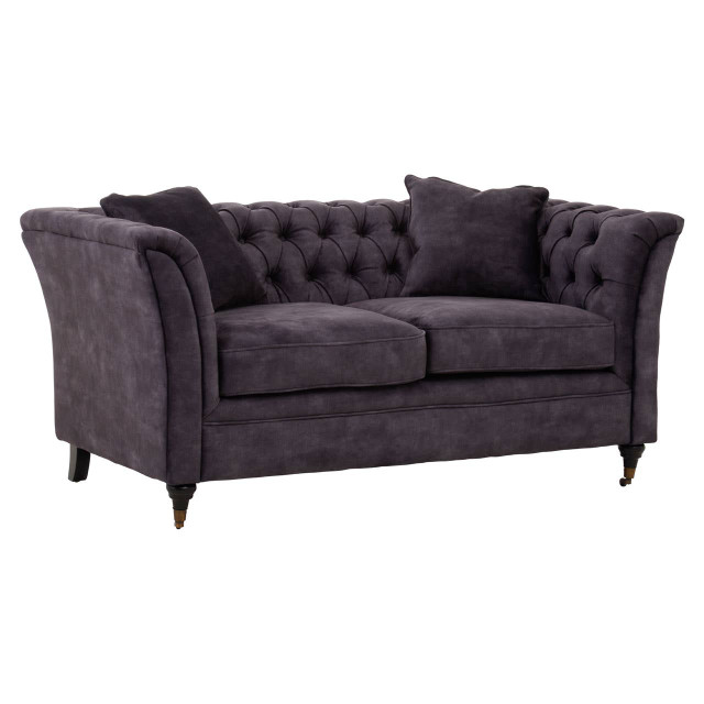 Premier Housewares Sabrina Two Seat Grey Velvet Sofa