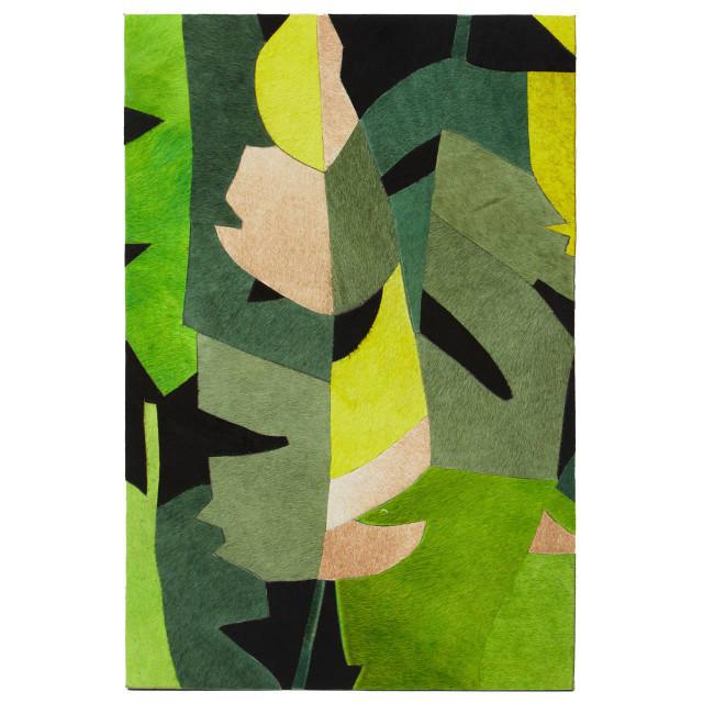 premier housewares Safira Botanical Hair on Leather Patchwork Wall Art