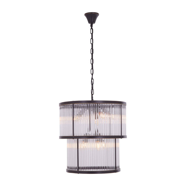 Premier Housewares Salasco 2 Tier Antique Black Glass Chandelier
