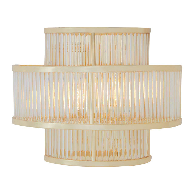 Premier Housewares Salasco 3 Tier Glass Wall Light With Warm Metallic Iron Frame