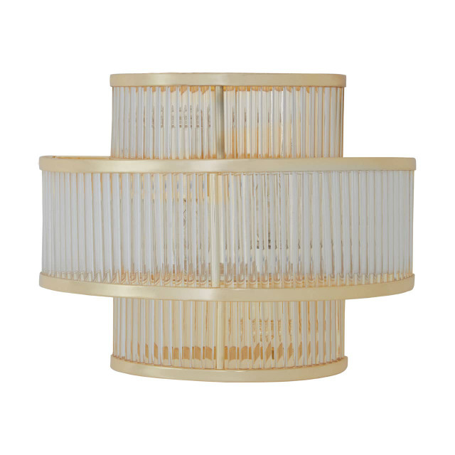 Premier Housewares Salasco 3 Tier Glass Wall Light With Warm Metallic Iron Frame