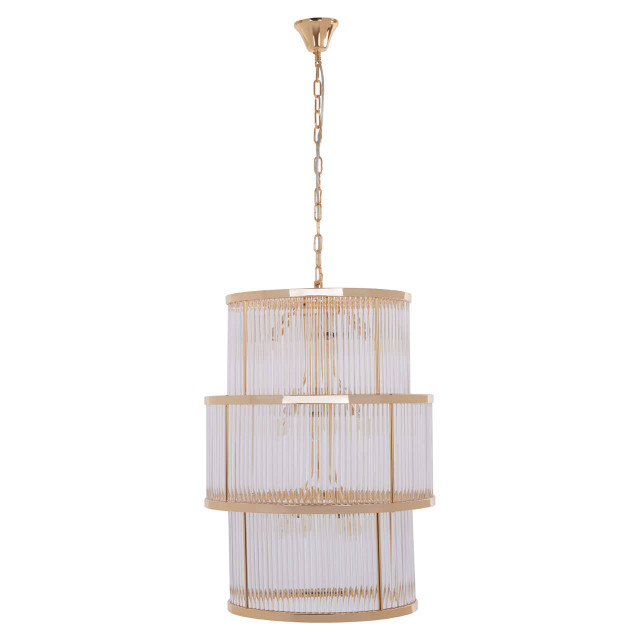 Premier Housewares Salasco 3 Tier Gold Finish Glass Chandelier