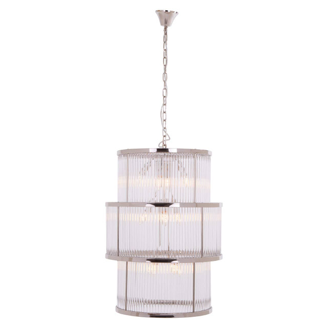 Premier Housewares Salasco 3 Tier Nickel Finish Glass Chandelier