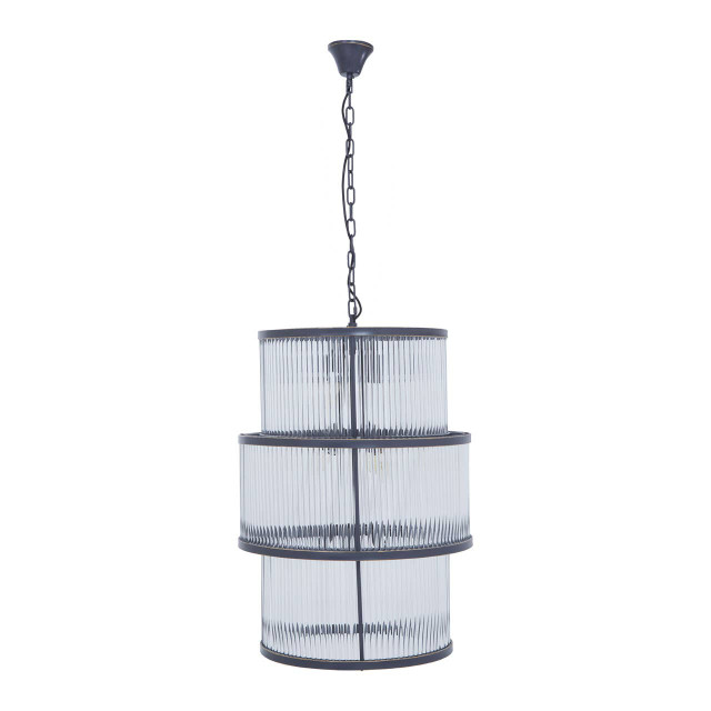 Premier Housewares Salasco Black Finish 3 Tiered Glass Chandelier