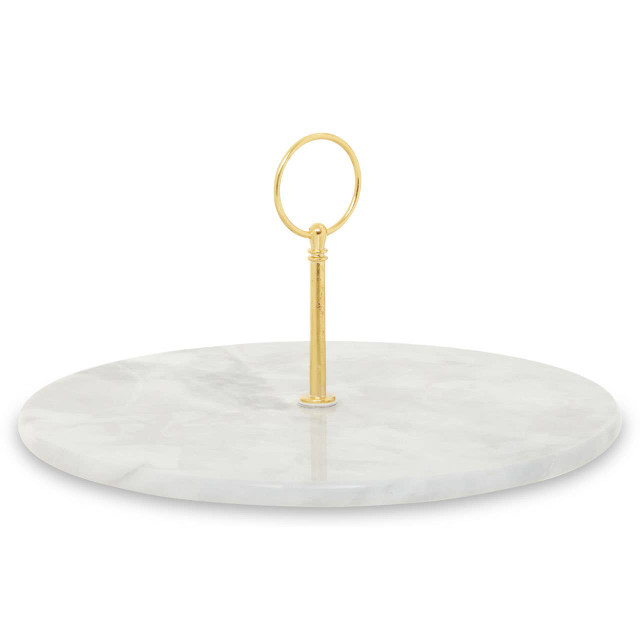 Premier Housewares Salerno Grey Marble Cake Stand With Gold Handle