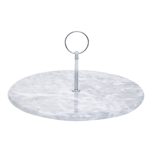 Premier Housewares Salerno Grey Marble Cake Stand With Silver Handle