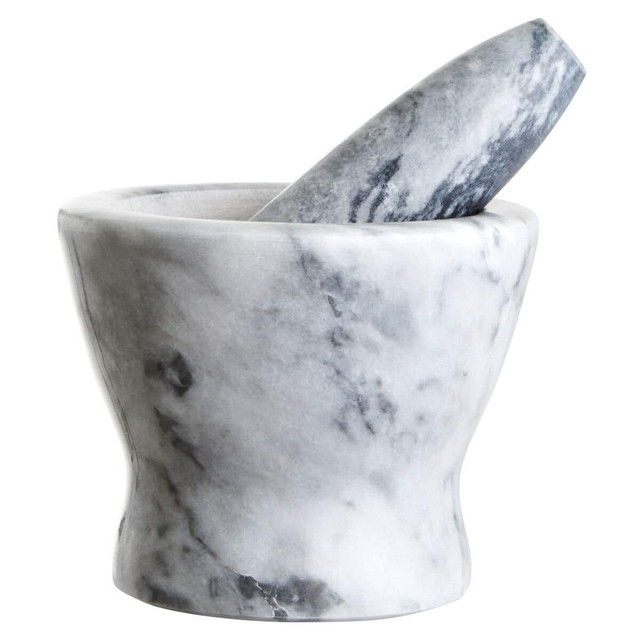 Premier Housewares Salerno Grey Marble Curved Mortar And Pestle