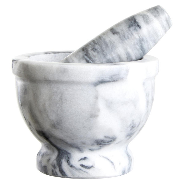premier housewares Salerno Grey Marble Mortar And Pestle With Rim