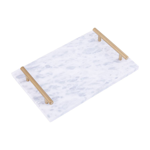 Premier Housewares Salerno Grey Marble Serving Board With Gold Handles
