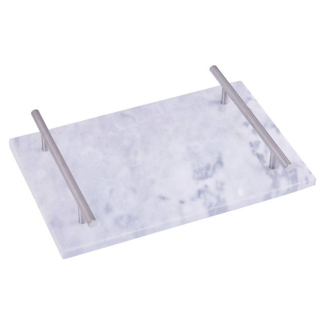 Premier Housewares Salerno Grey Marble Serving Board With Silver Handles