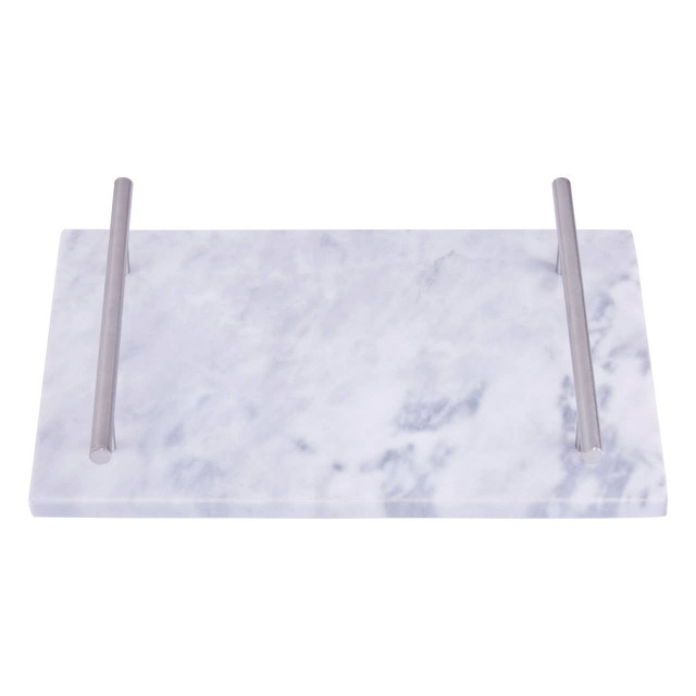 premier housewares Salerno Grey Marble Serving board with Silver Handles