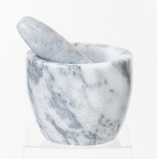 Premier Housewares Salerno Grey Marble Tapered Mortar And Pestle