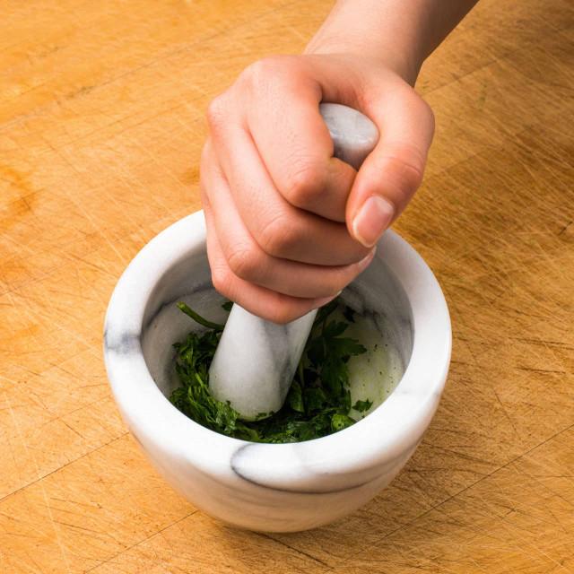 Premier Housewares Salerno White Marble Mortar And Pestle