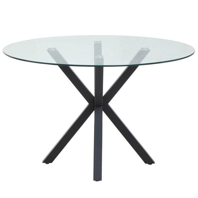 Premier Housewares Salford Round Dining Table With Black Metal Legs