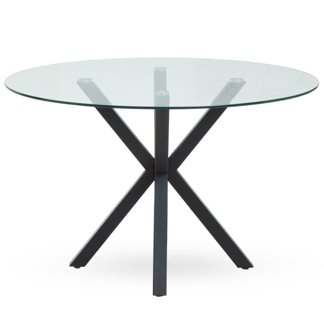 premier housewares Salford Round Dining Table With Black Metal Legs