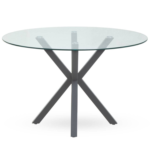 Premier Housewares Salford Round Dining Table With Grey Metal Legs