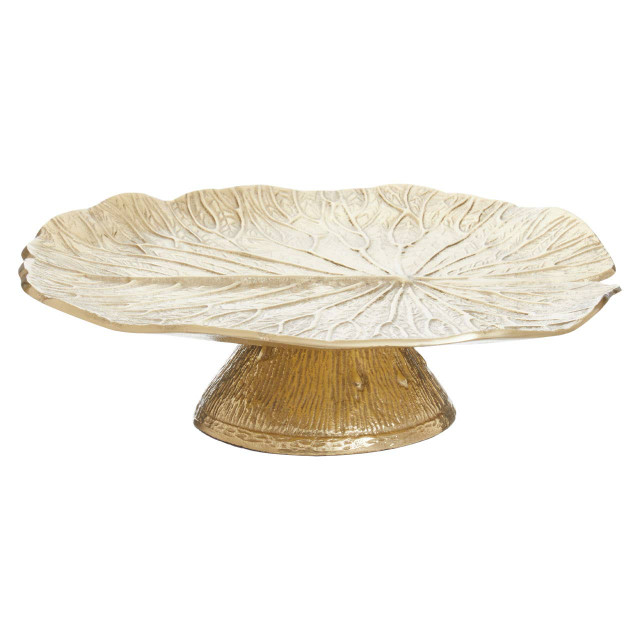 Premier Housewares Salma Gold Finish Lotus Leaf Cake Stand