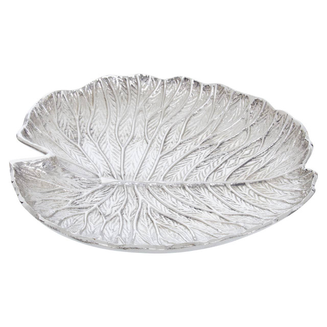Premier Housewares Salma Large Silver Finish Lotus Leaf Plate