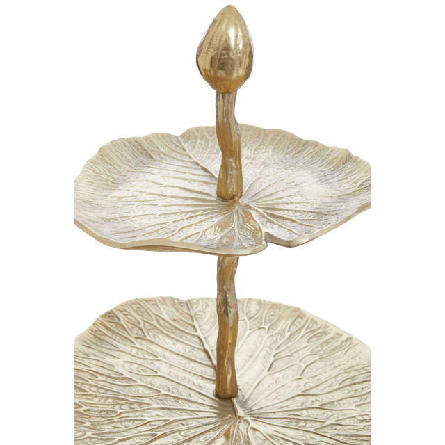 Premier Housewares Salma Three Tier Lotus Leaf Golden Cake Stand