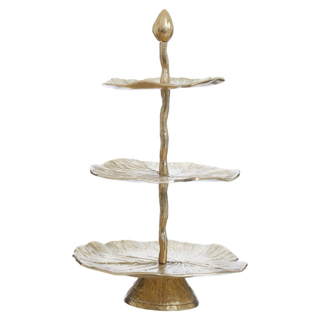 premier housewares Salma Three Tier Lotus Leaf Golden Cake Stand