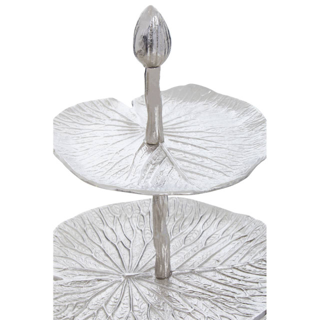 Premier Housewares Salma Three Tier Lotus Leaf Silver Cake Stand