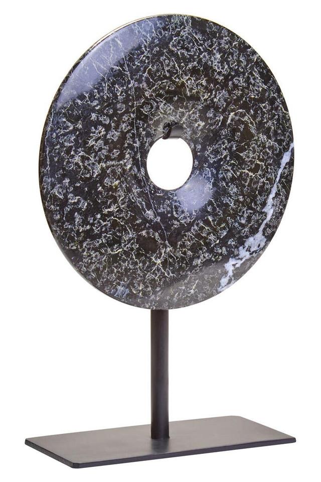 premier housewares Salmo Extra Small Black Marble Round Dia 15cm Disc Sculpture