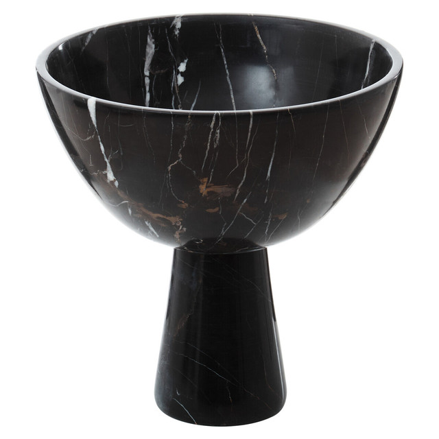 Premier Housewares Salmo Large Black Marble Pedestal Bowl