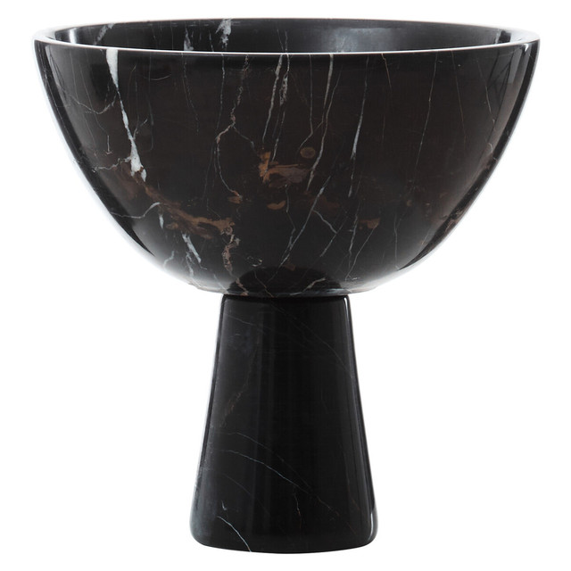 premier housewares Salmo Large Black Marble Pedestal Bowl