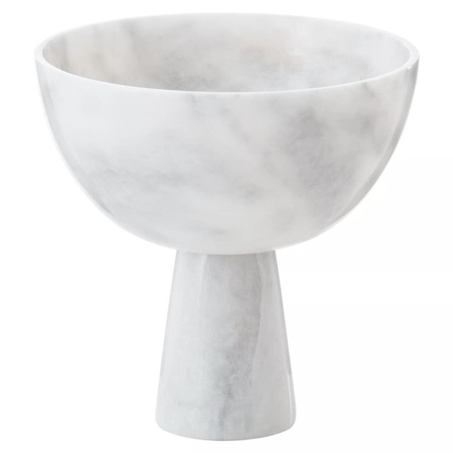 Premier Housewares Salmo Large White Marble Pedestal Bowl