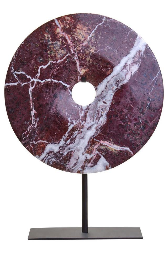 Premier Housewares Salmo Medium Red Marble Round Dia 25cm Disc Sculpture
