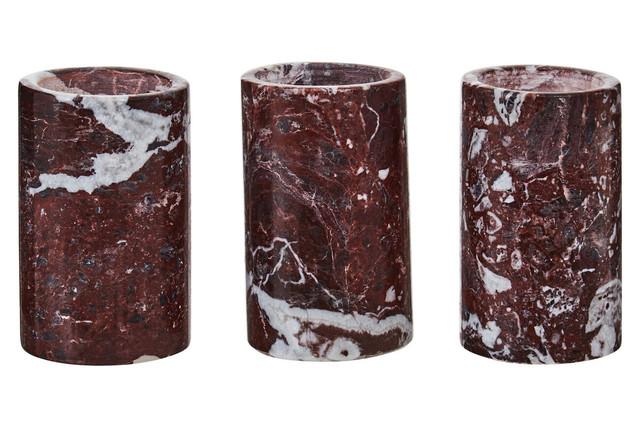 premier housewares Salmo Set Of Three Red Marble Tealight Holders