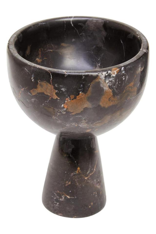 Premier Housewares Salmo Small Black Marble Pedestal Bowl