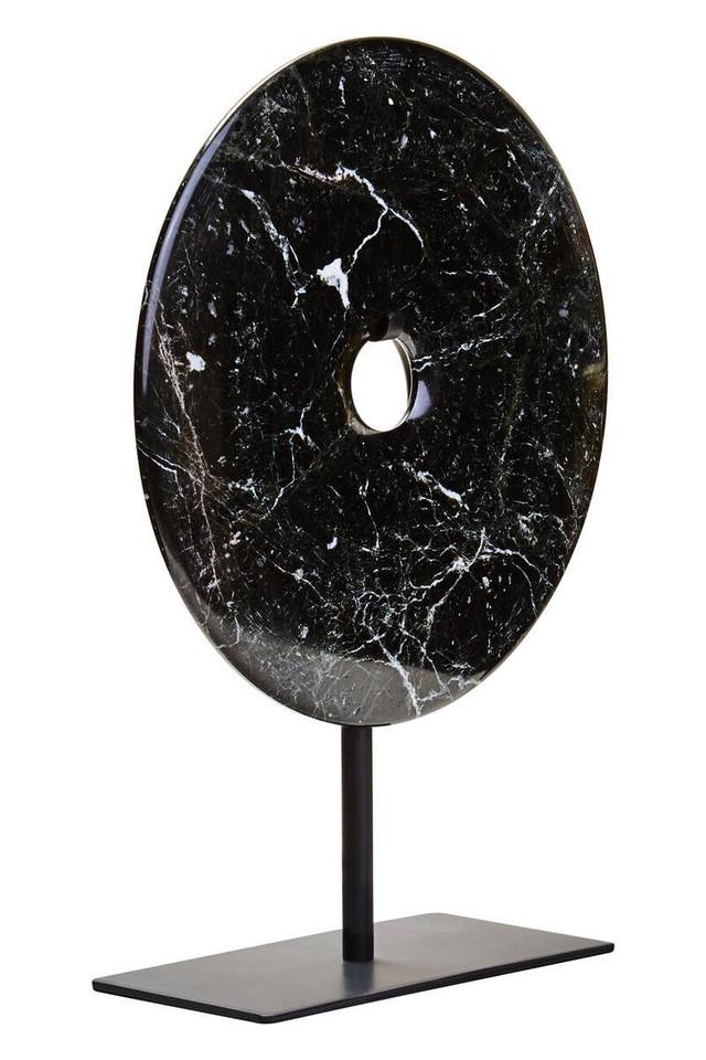 Premier Housewares Salmo Small Black Marble Round Dia 20cm Disc Sculpture