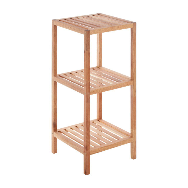 Premier Housewares Salon 3 Tier Walnut Wood Bathroom Shelf Unit