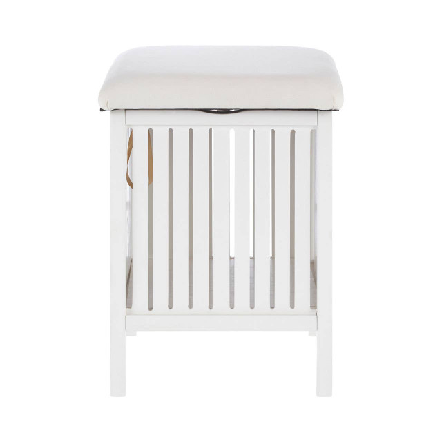 premier housewares Salon White Bathroom Storage Stool with padded seat