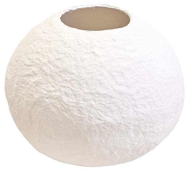 Premier Housewares Sanai Cotton Mache Large White Round Vase