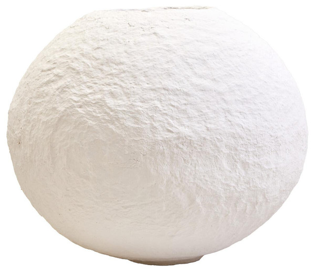 Premier Housewares Sanai Cotton Mache Large White Round Vase