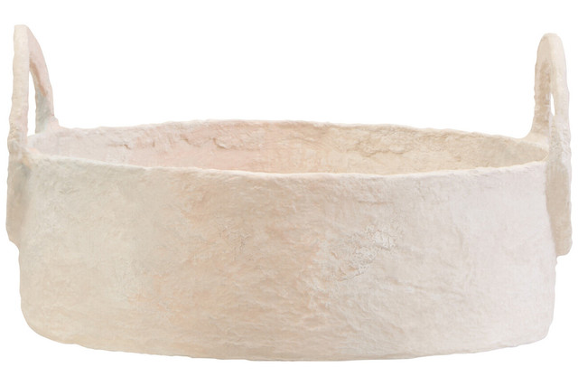 Premier Housewares Sanai Cotton Mache Round Tray With Decorative Handles