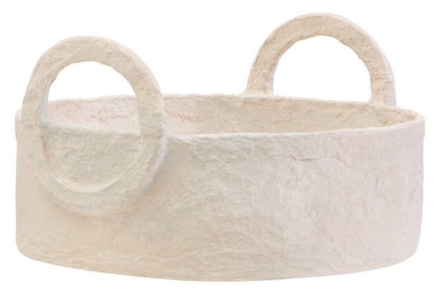 Premier Housewares Sanai Cotton Mache Round Tray With Decorative Handles