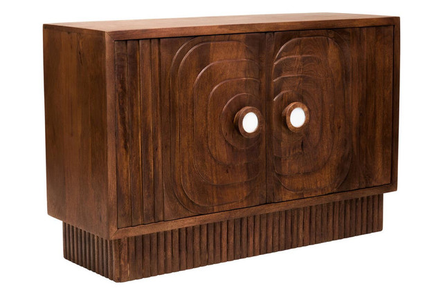 premier housewares Sangar Two Door Mango Wood Carved Sideboard