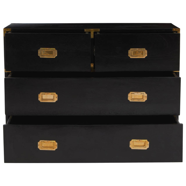 Premier Housewares Sarter Four Drawer Black Mango Wood Chest