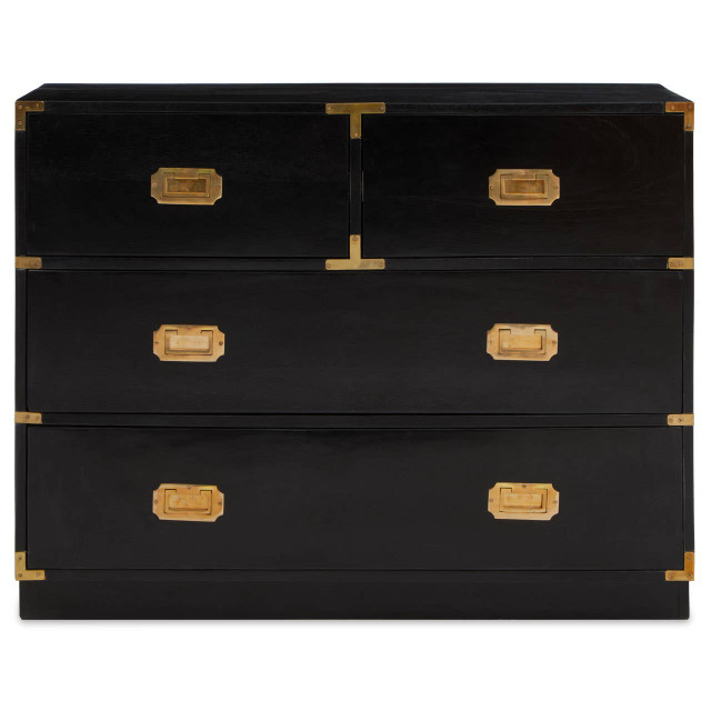 premier housewares Sarter Four Drawer Black Mango Wood Chest